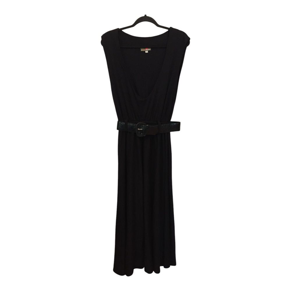 Outback Red A Line Maxi Dress Belted‎ Black Womens Size M Sleeveless Deep V Neck